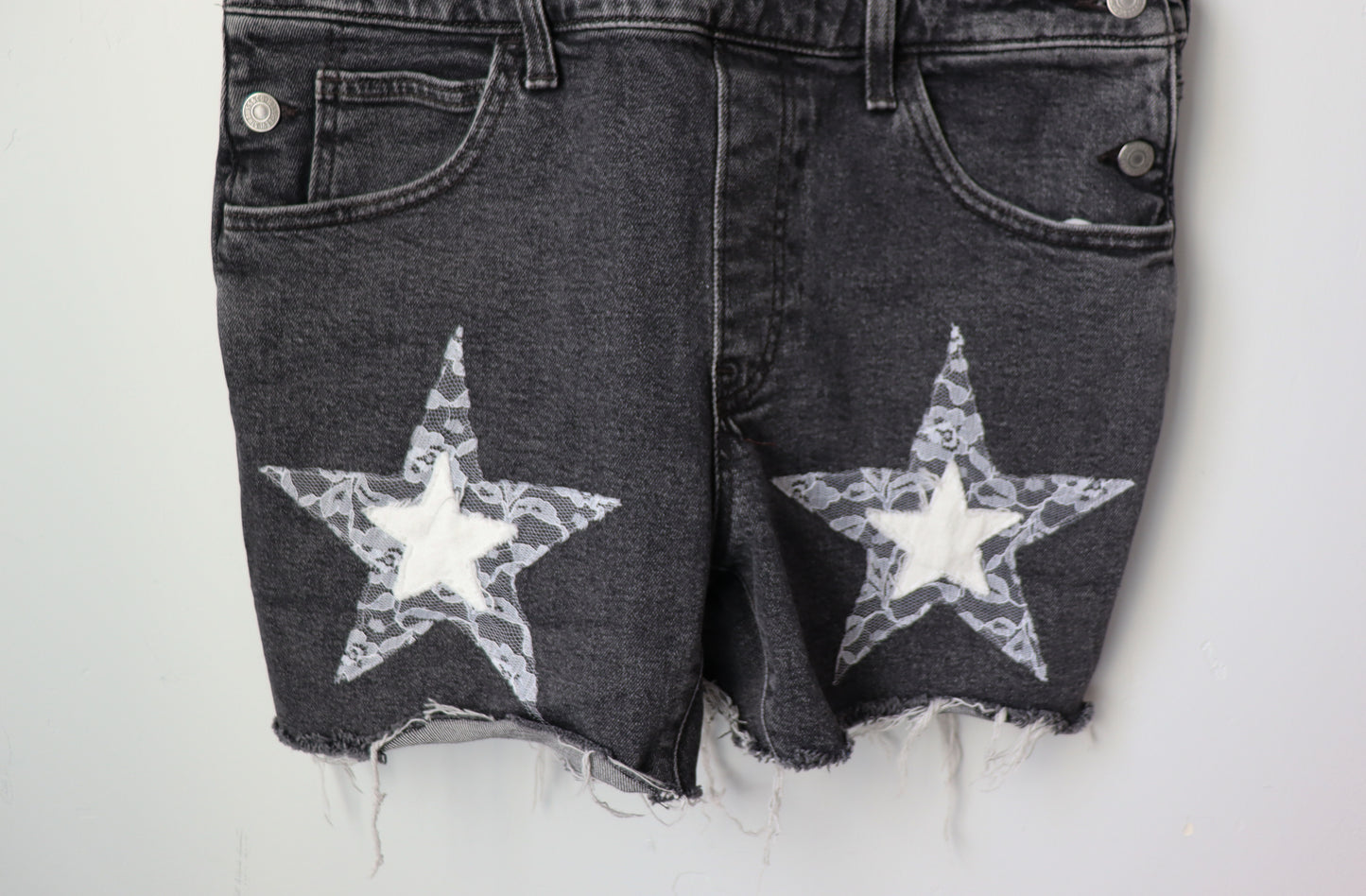 Black denim short overalls LARGE