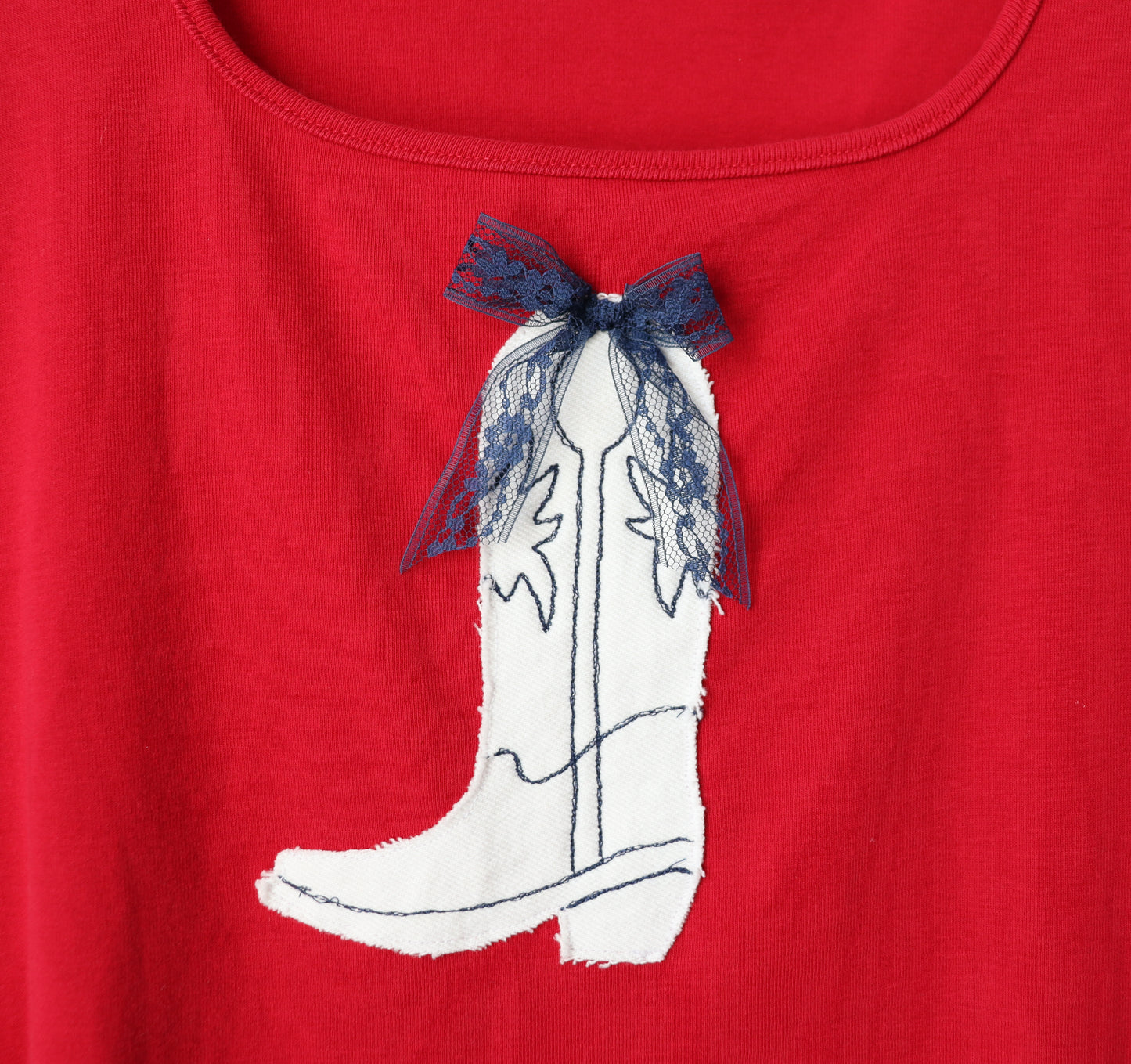 Red cowgirl boot tank LARGE
