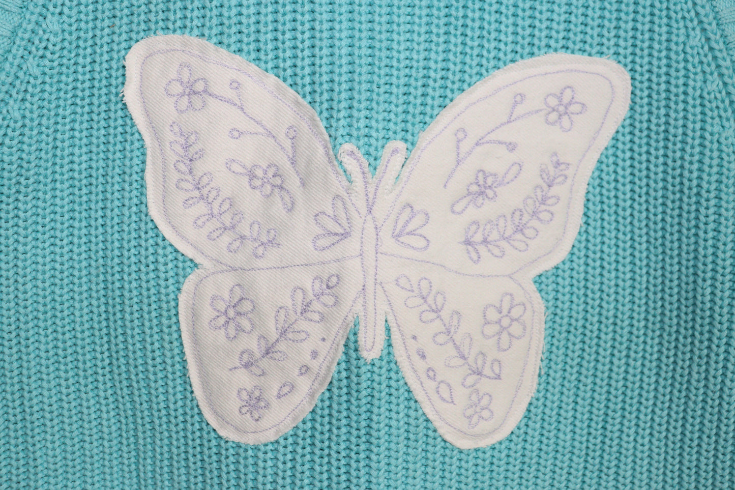 White denim butterfly sweater vest SMALL