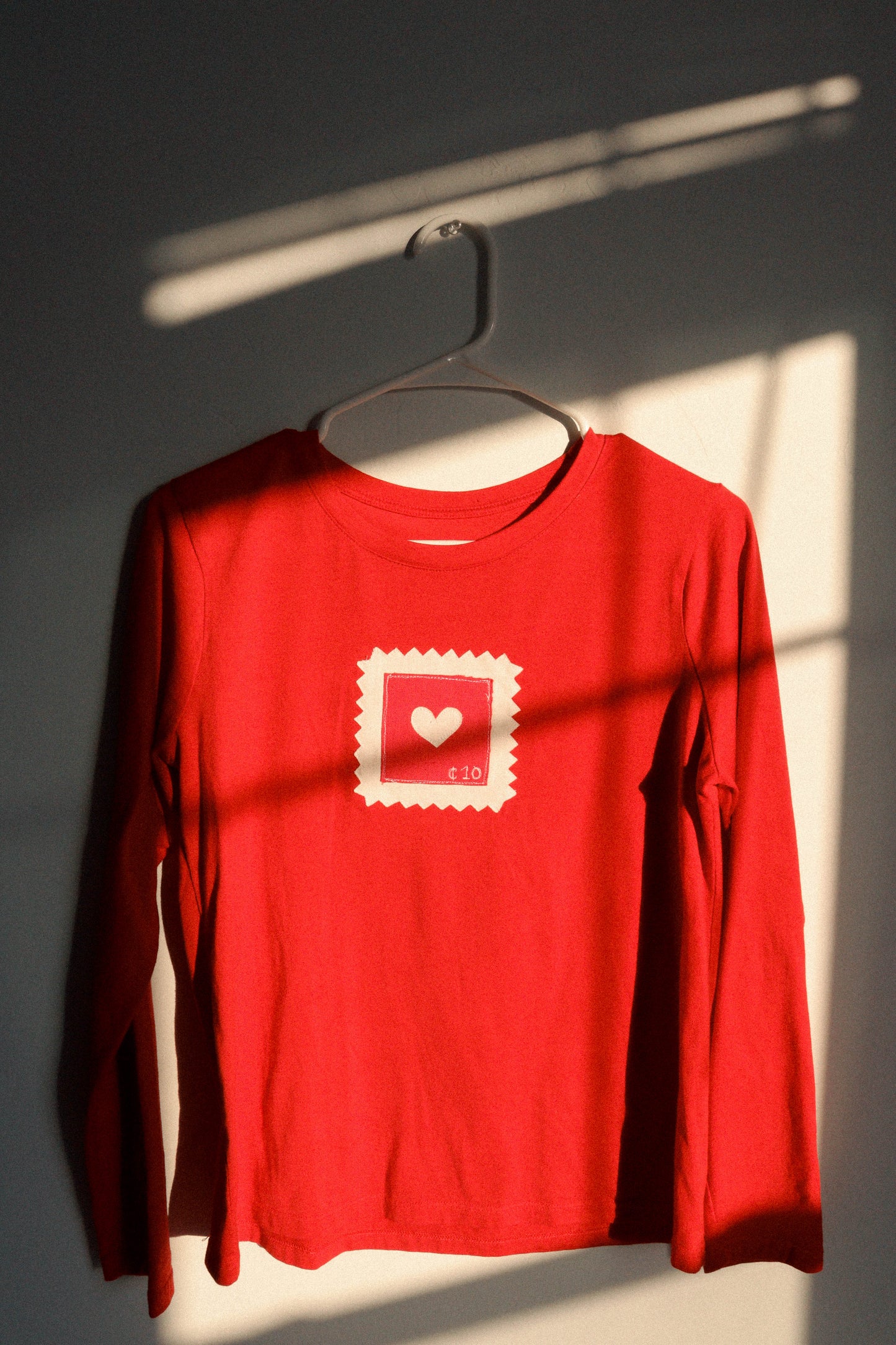 Heart postage stamp shirt SMALL