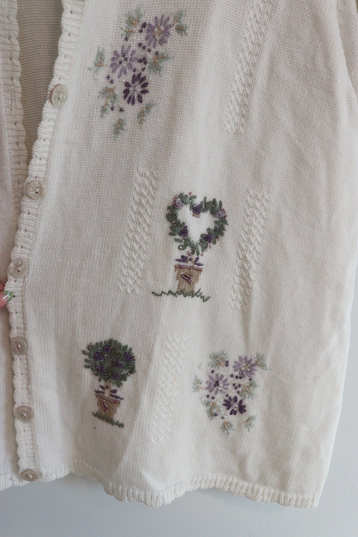 Vintage short sleeve cardi with purple detailing 2XL