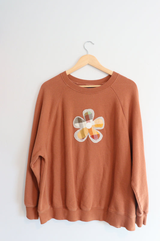 Burnt orange flower sweatshirt MEDIUM