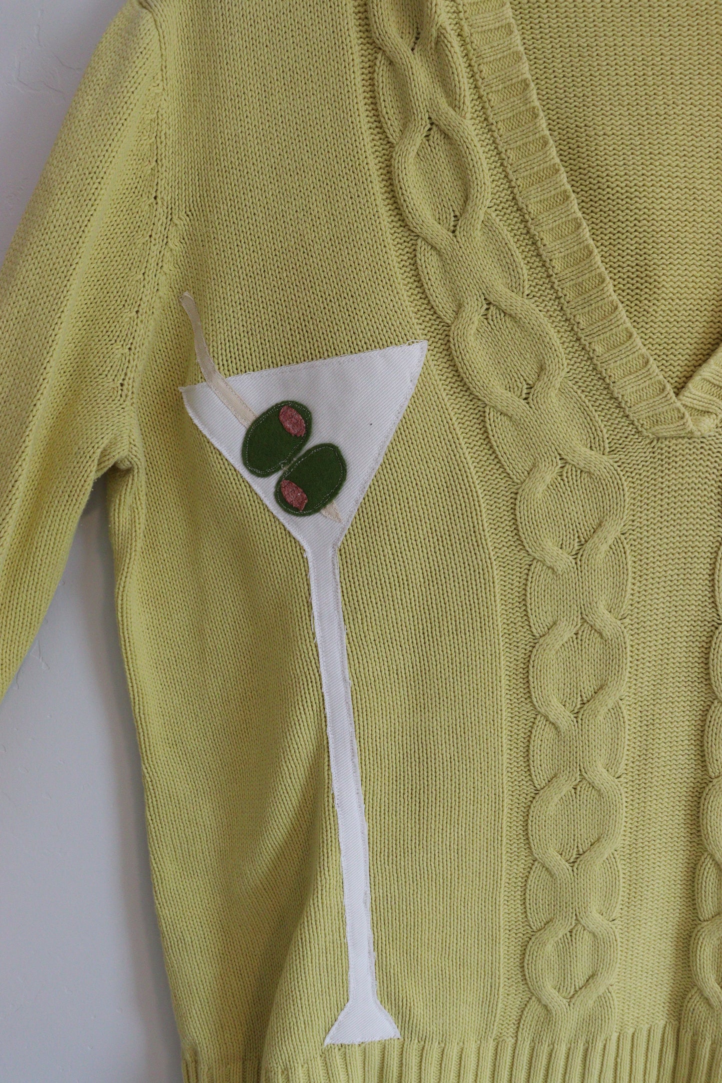 Martini sweater with olive elbows 2XL