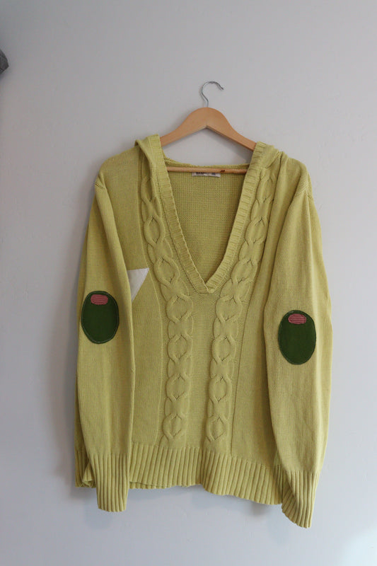 Martini sweater with olive elbows 2XL