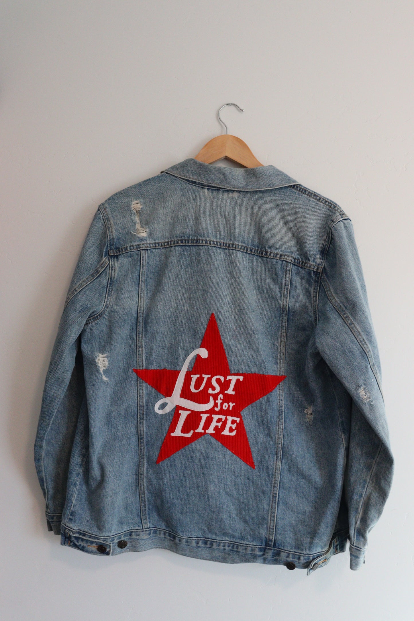 Lust for life denim trucker jacket LARGE