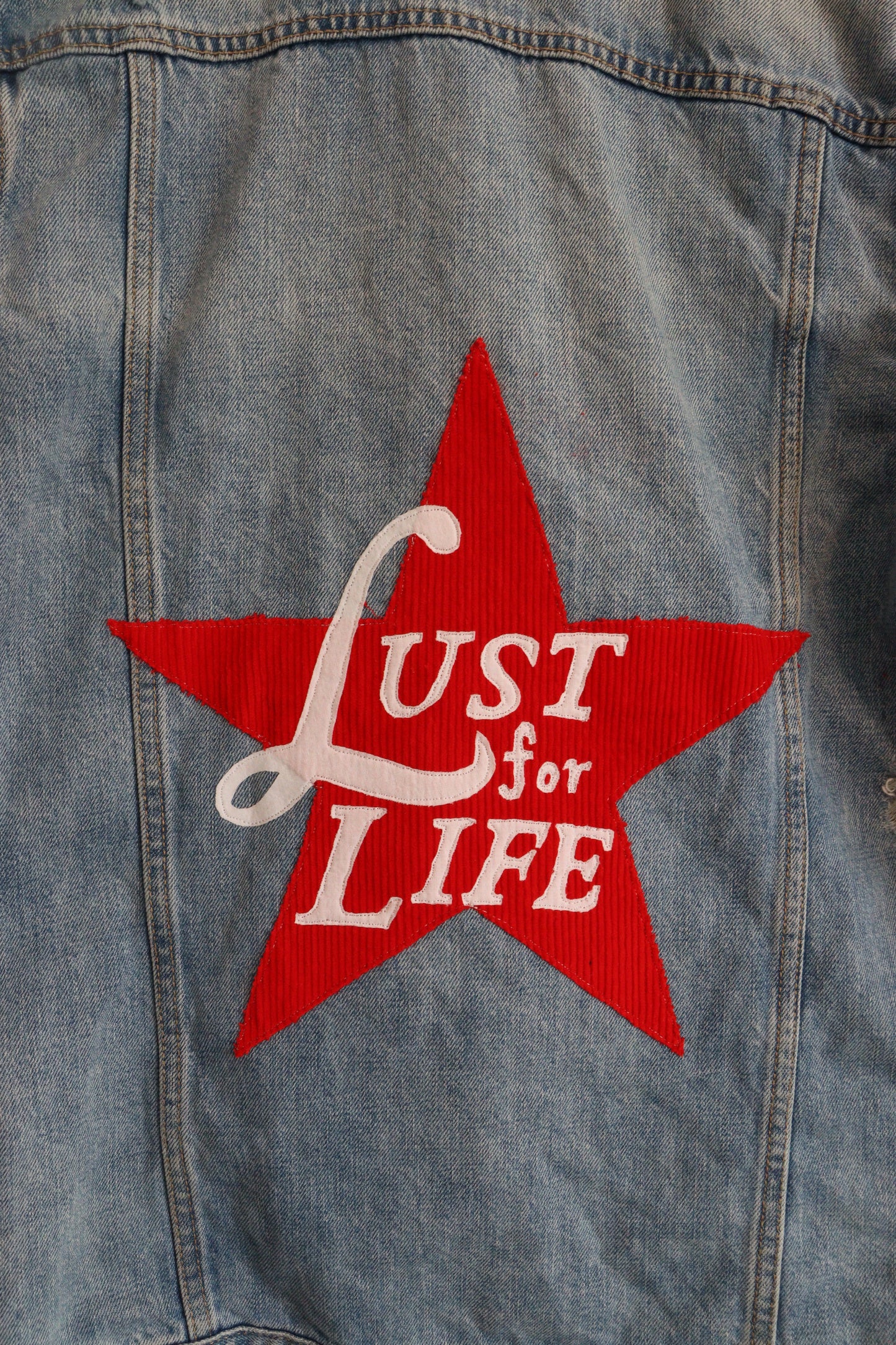 Lust for life denim trucker jacket LARGE