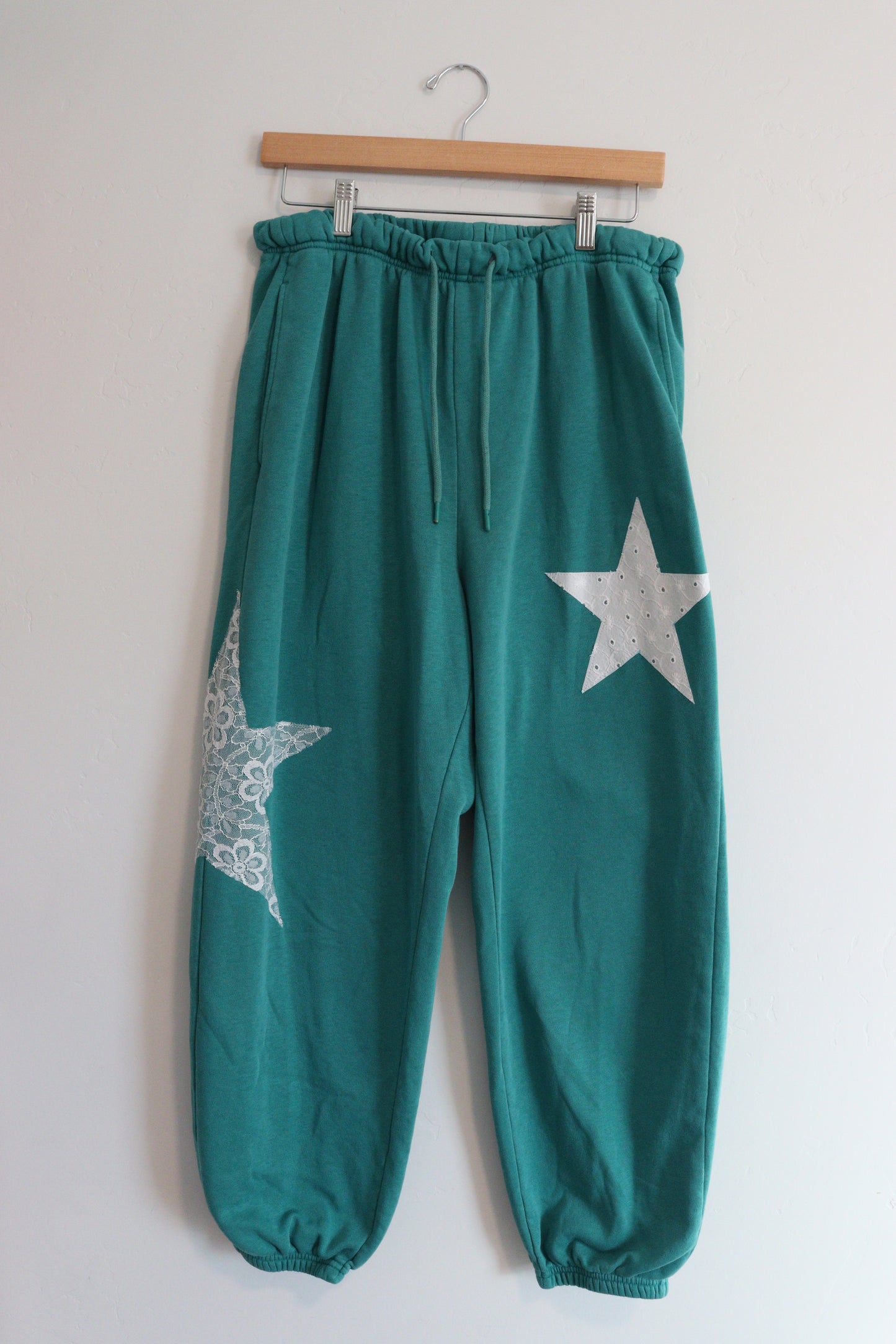 Green sweats with lace stars LARGE