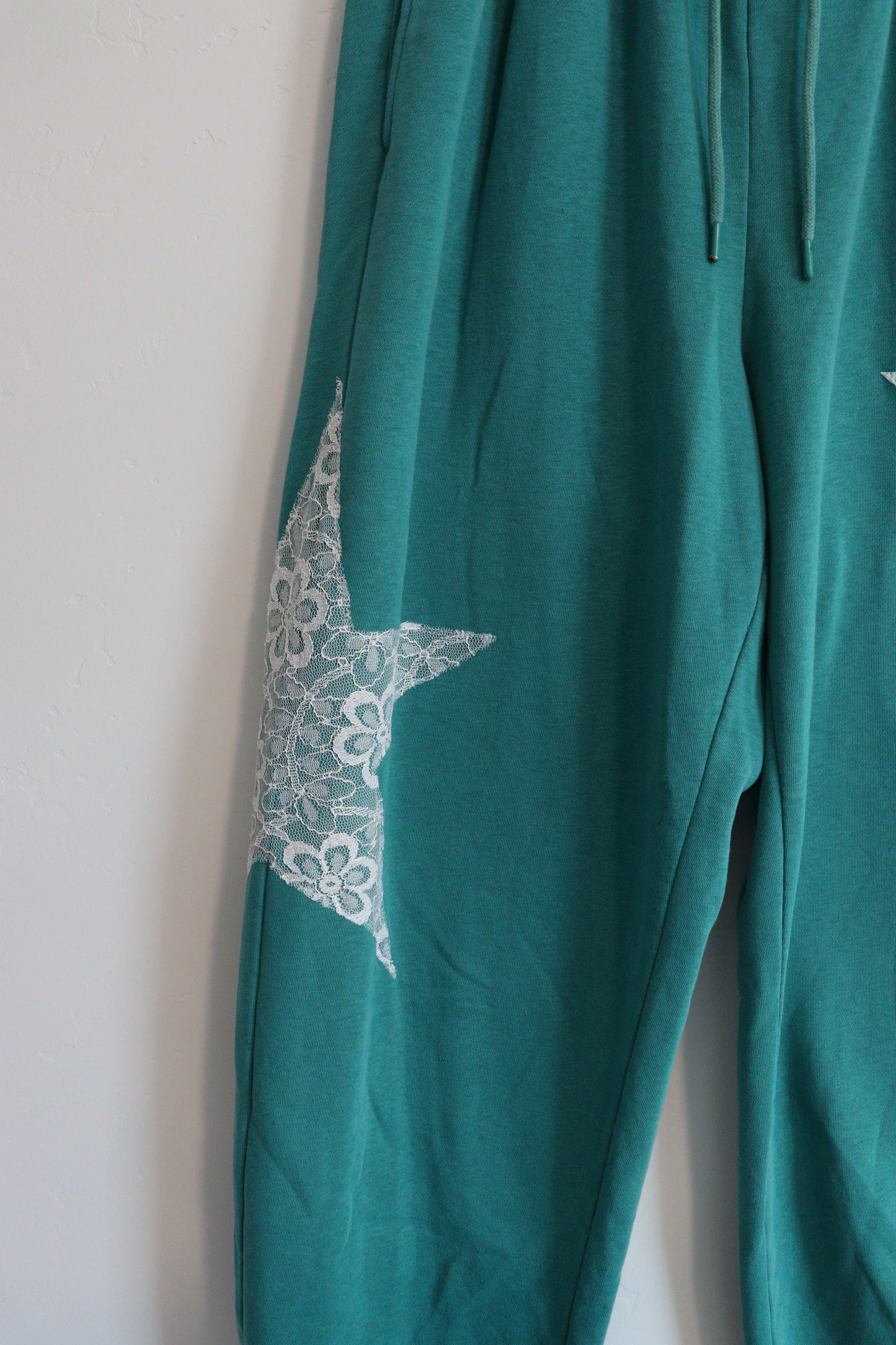 Green sweats with lace stars LARGE
