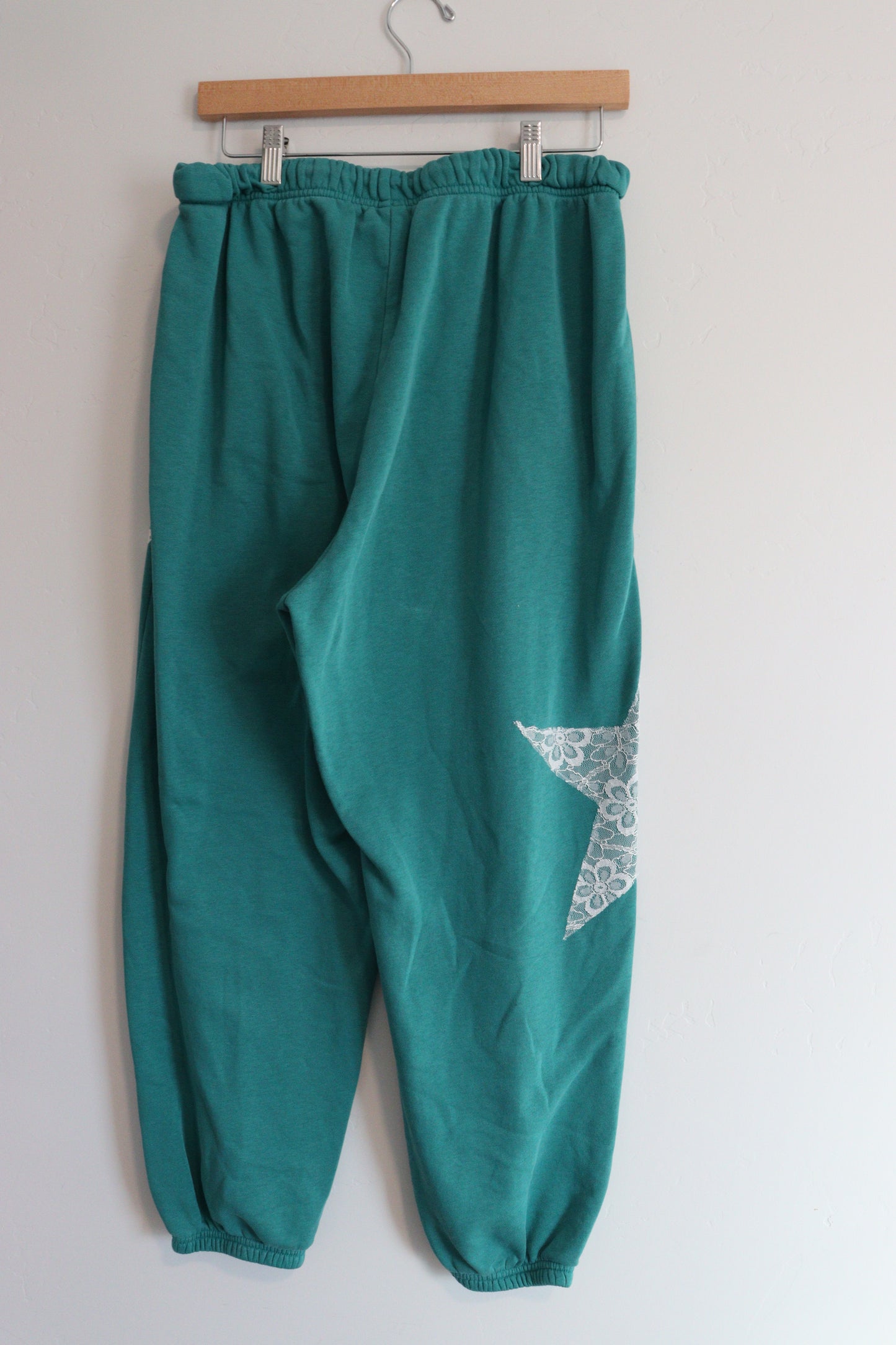 Green sweats with lace stars LARGE
