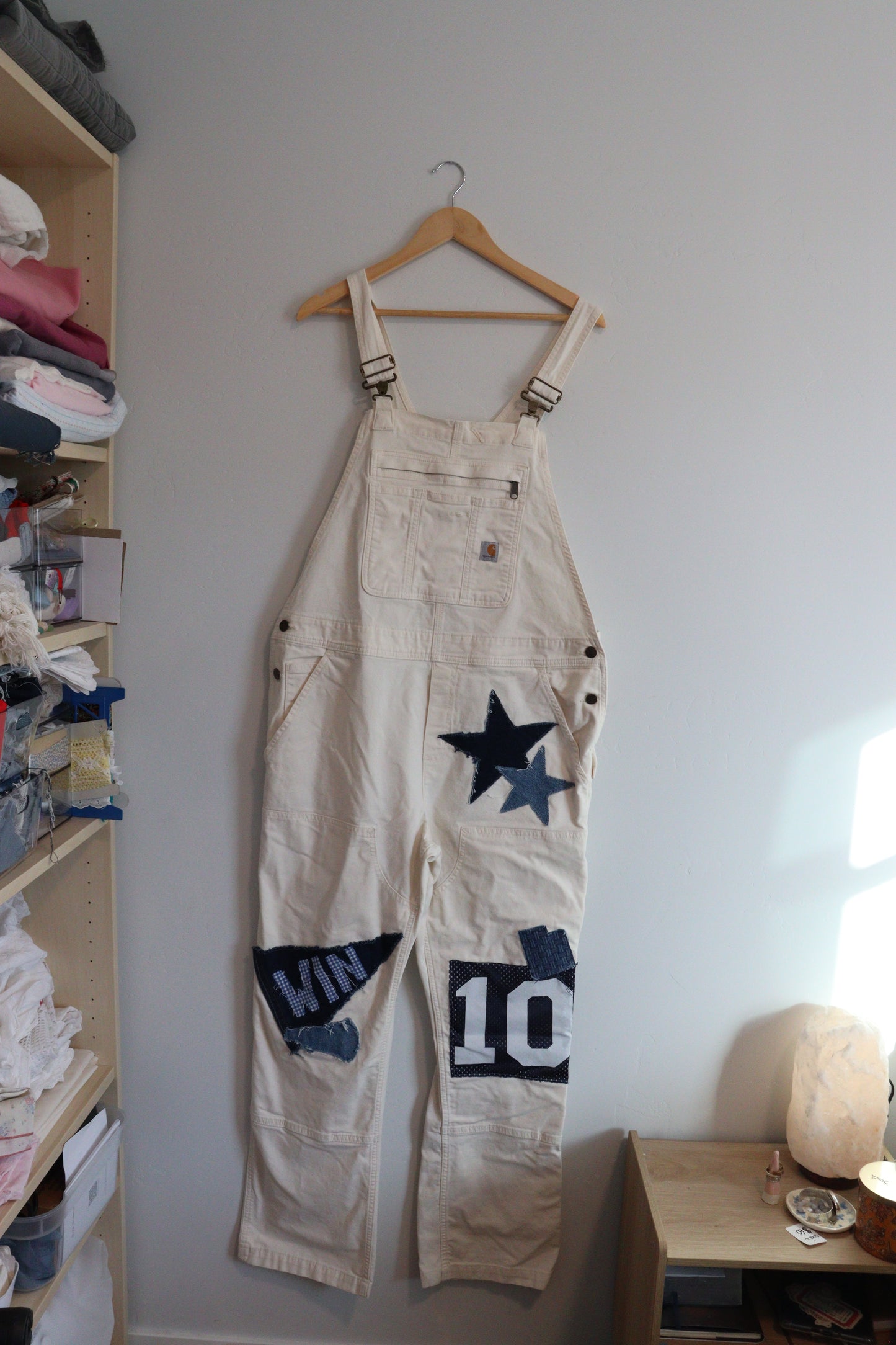 White carhartt overalls rework XL