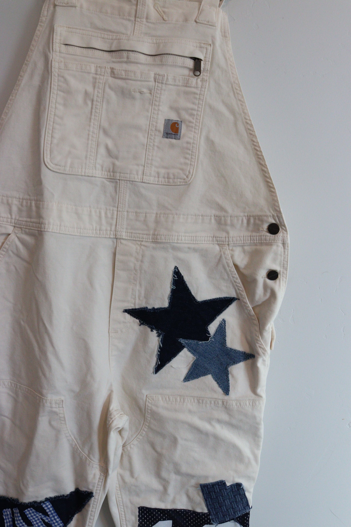 White carhartt overalls rework XL