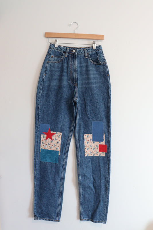 Patchwork bunny jeans SIZE 25 tall