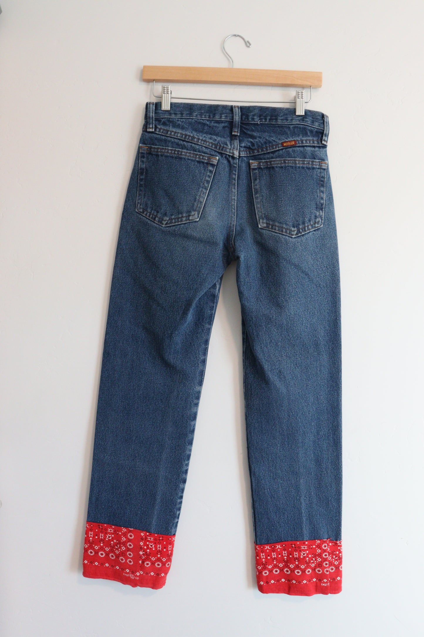 Red & blue patchwork jeans SIZE 28