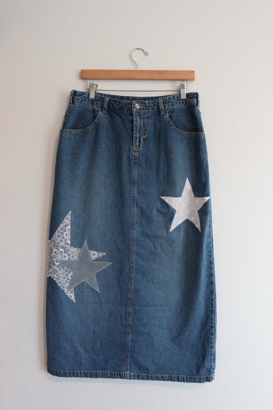 Denim maxi with lace stars SIZE 8