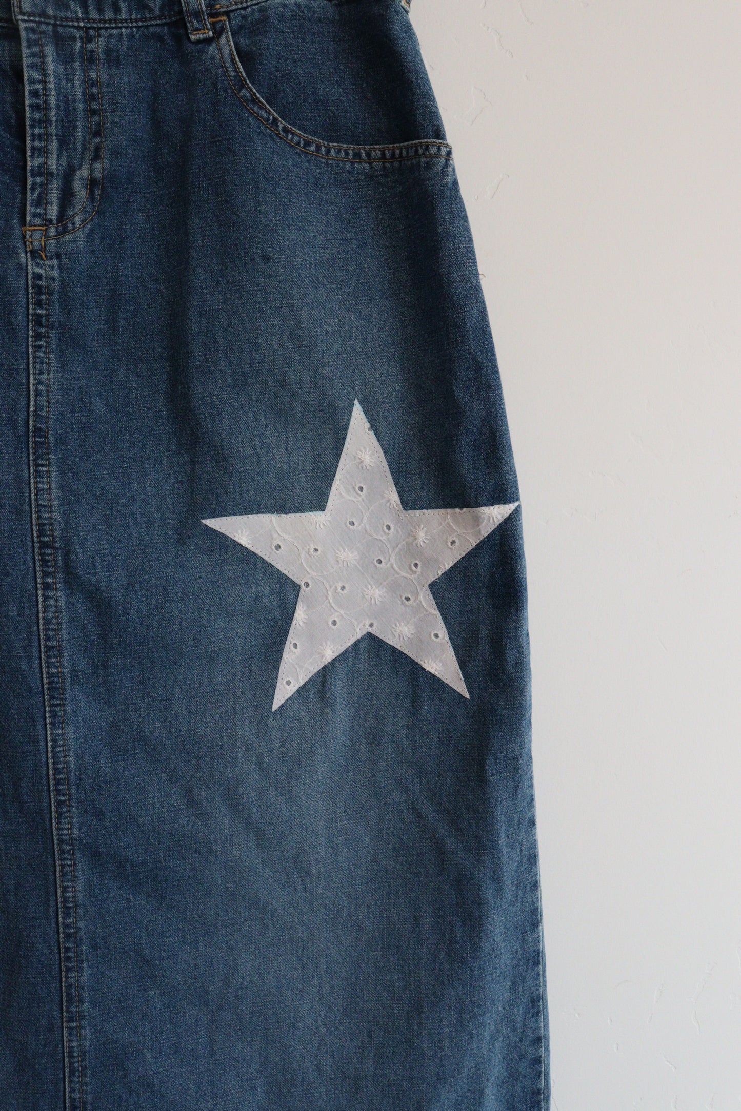 Denim maxi with lace stars SIZE 8