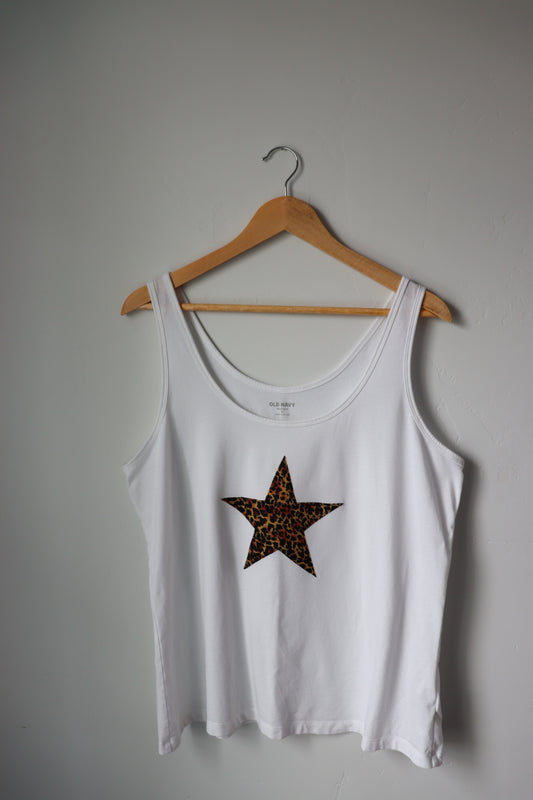 White cheetah print tank XL