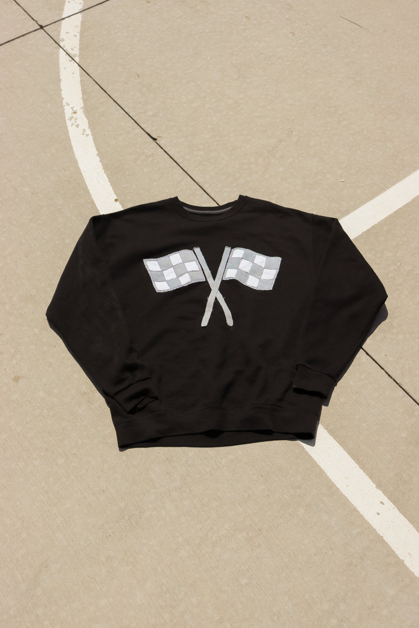 Black sweatshirt with denim flags L