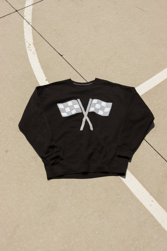 Black sweatshirt with denim flags L
