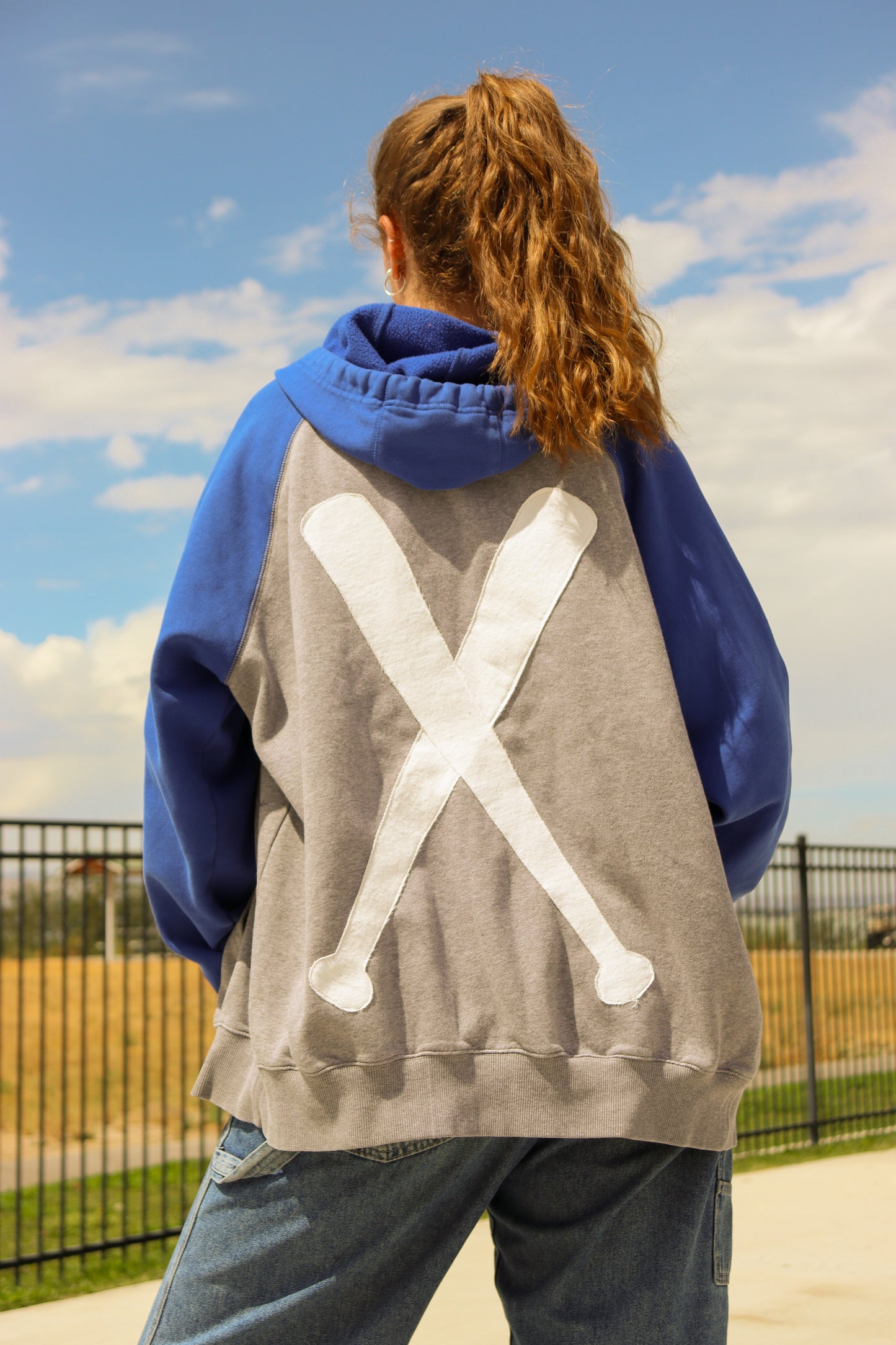 Blue and gray baseball zip up 2XL